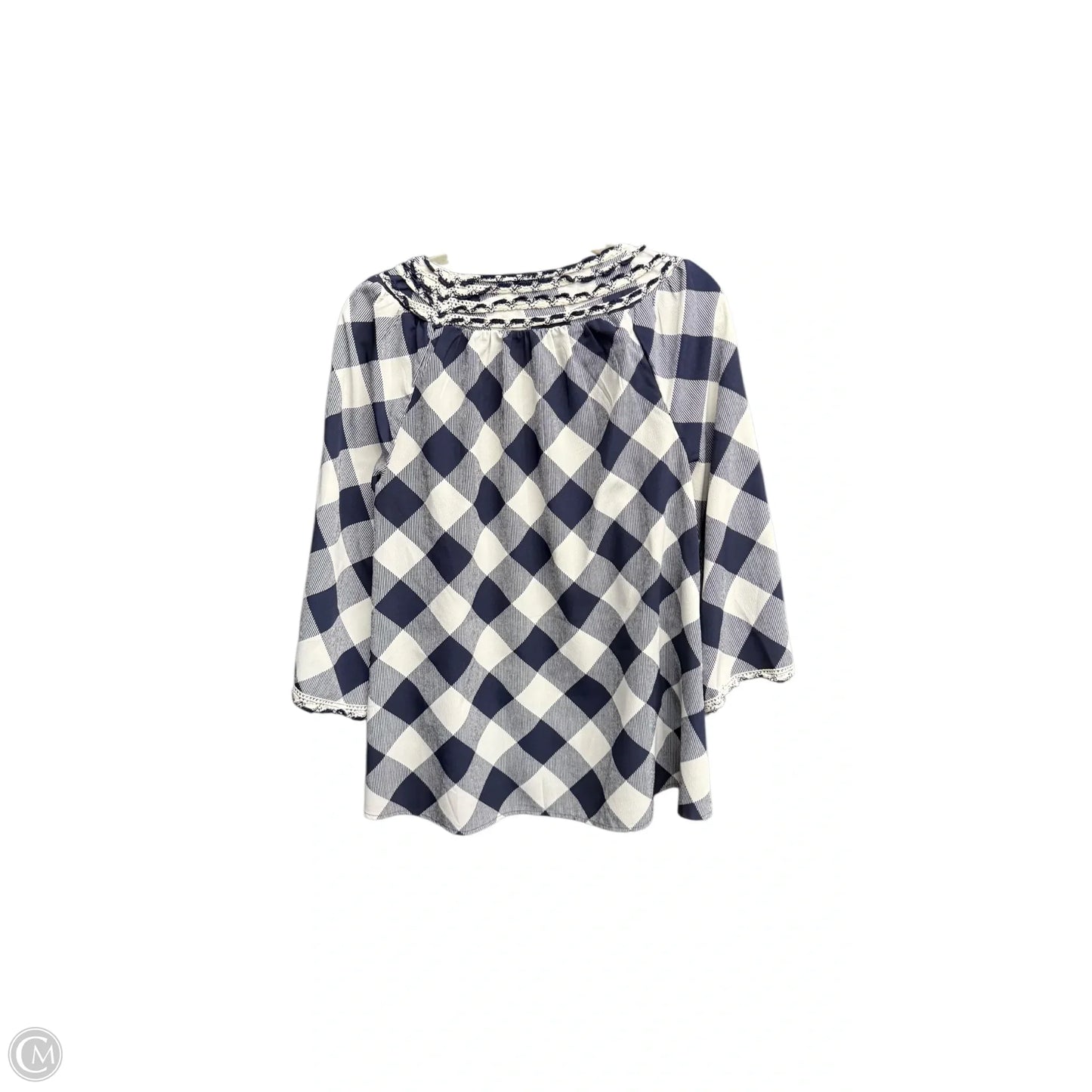 Top Short Sleeve By Crown And Ivy In Checkered Pattern, Size: M