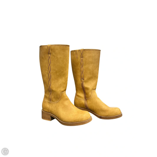 Boots Mid-calf Flats By Clothes Mentor In Yellow, Size: 12