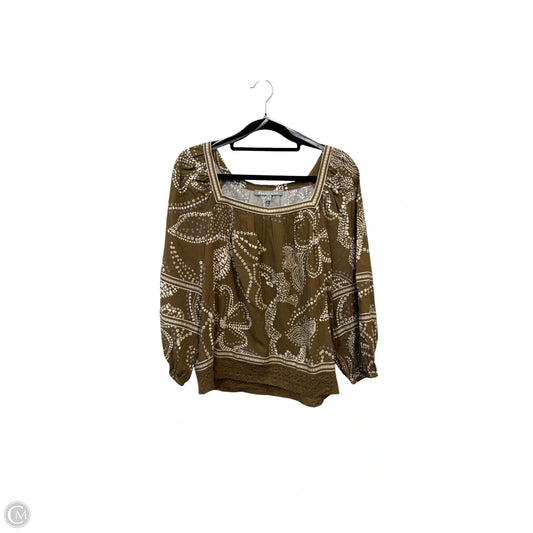 Top Short Sleeve By Daniel Rainn In Brown & Cream, Size: S