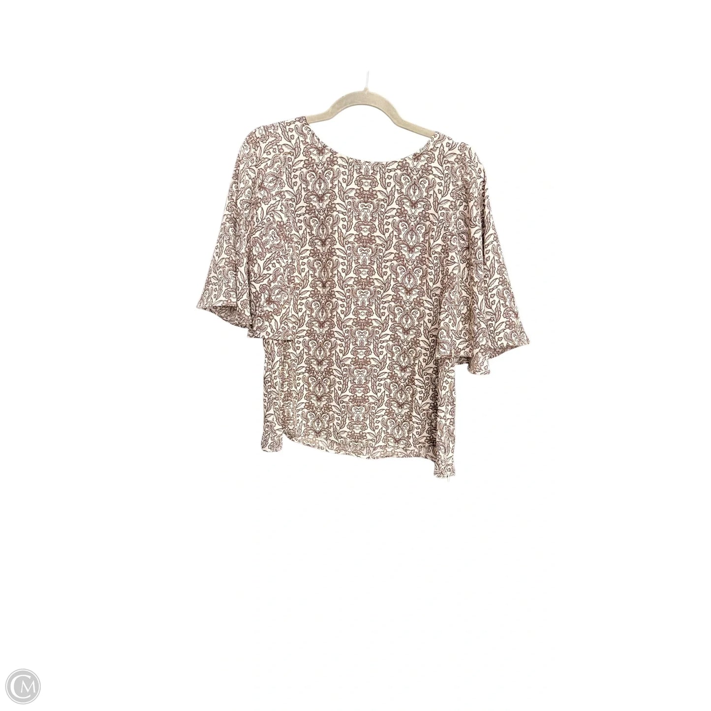 Top Short Sleeve By Loft In Brown & White, Size: M