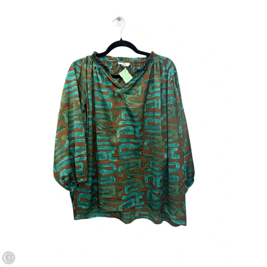 Top 3/4 Sleeve By Entro In Brown & Green, Size: M