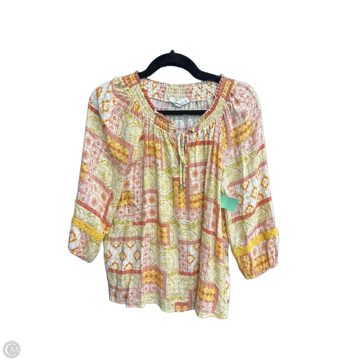 Top 3/4 Sleeve By Jane And Delancey In Geometric Pattern, Size: S