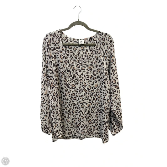 Top Long Sleeve By Cabi In Leopard Print, Size: L
