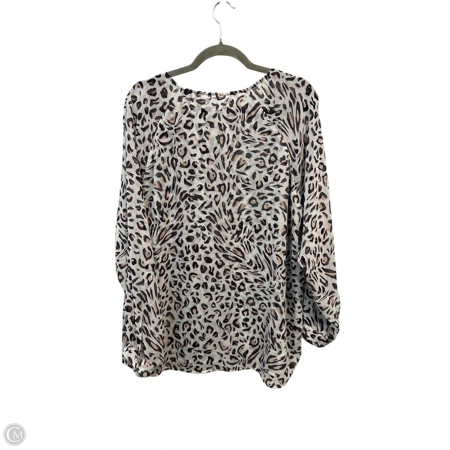 Top Long Sleeve By Cabi In Leopard Print, Size: L