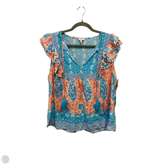 Top Sleeveless By Crown And Ivy In Blue & Red, Size: L