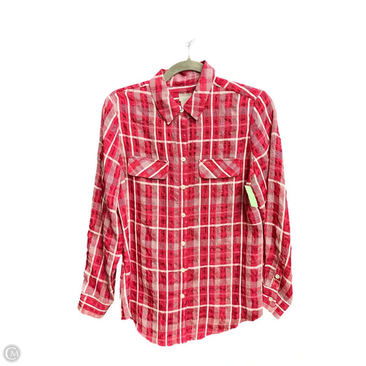 Top Long Sleeve By Chicos In Plaid Pattern, Size: S