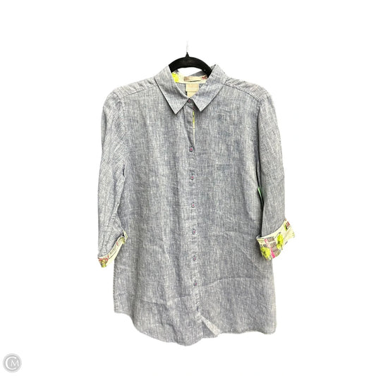 Top 3/4 Sleeve By Chicos In Blue Denim, Size: S