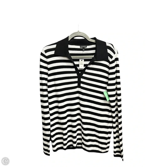 Top Long Sleeve By Talbots In Striped Pattern, Size: M