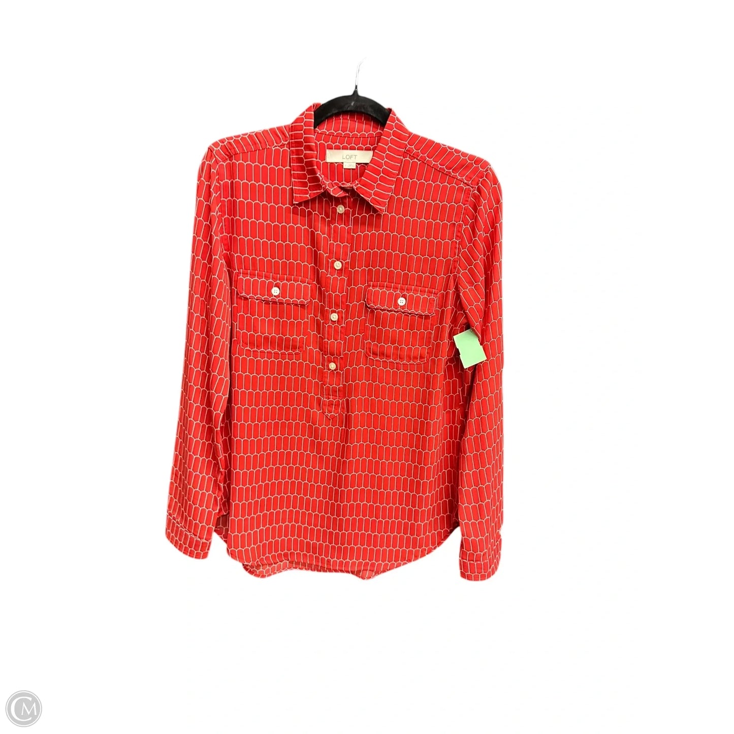 Top Long Sleeve By Loft In Red & White, Size: S