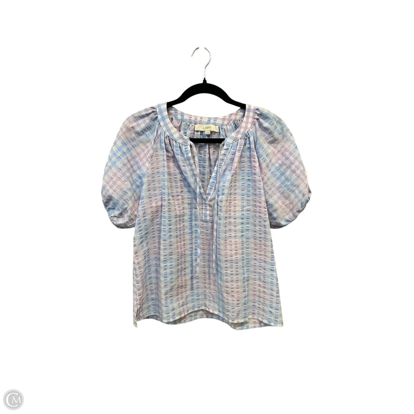 Top Short Sleeve By Loft In Blue & Purple, Size: Xs
