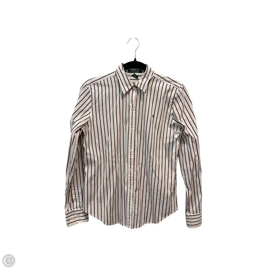 Blouse Long Sleeve By Lauren By Ralph Lauren In Striped Pattern, Size: S