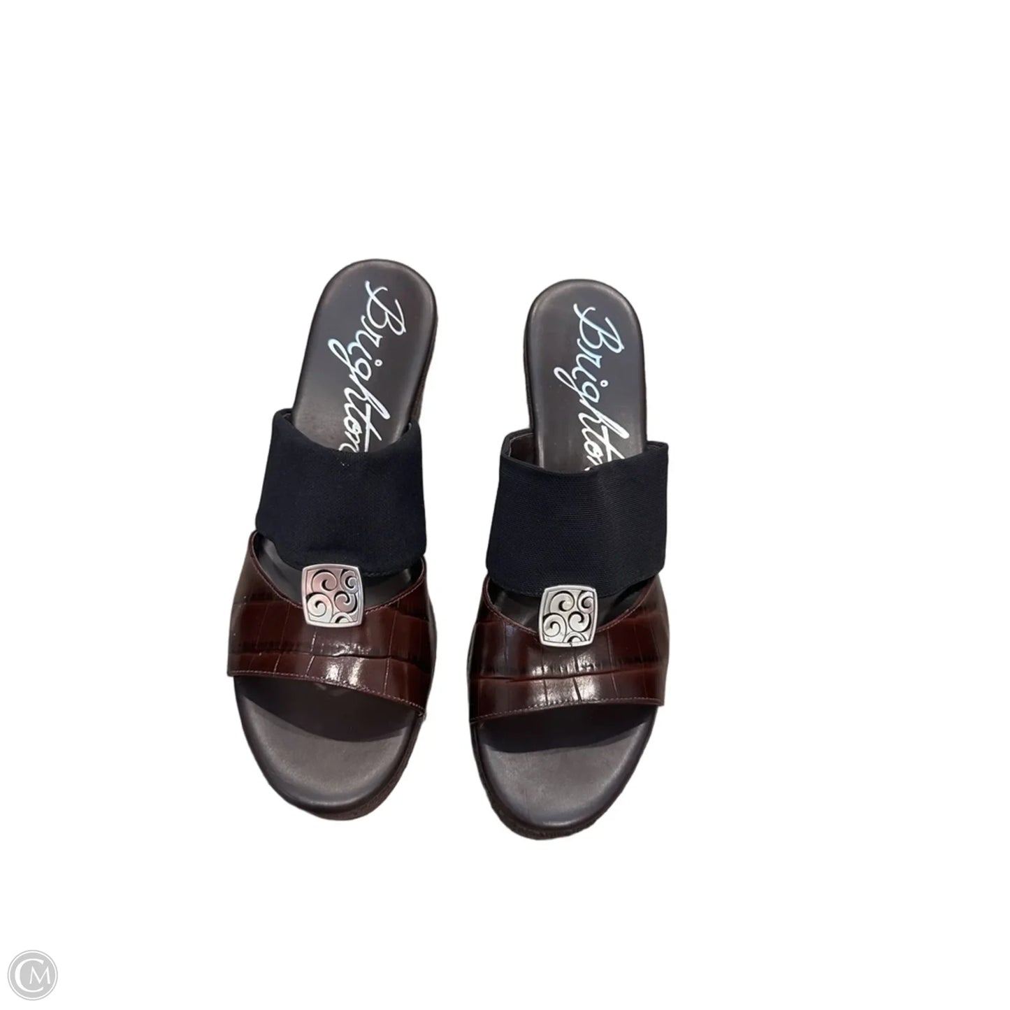 Shoes Heels Wedge By Brighton In Black & Brown, Size: 8