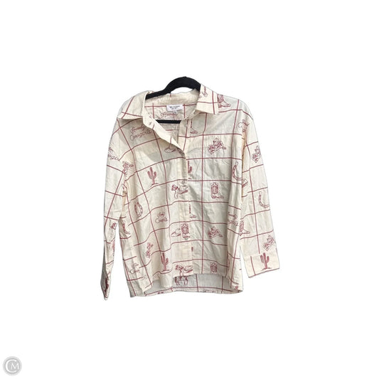 Top Long Sleeve By Ee Some In Red & White, Size: L