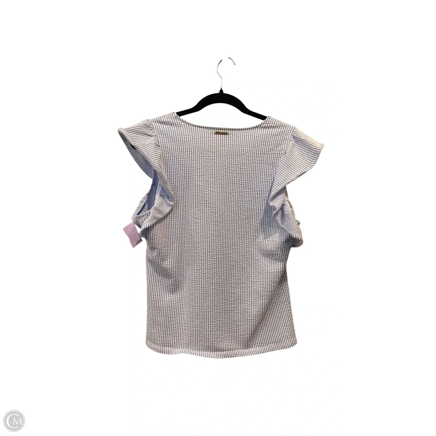 Blouse Short Sleeve By Michael By Michael Kors In Blue & White, Size: M