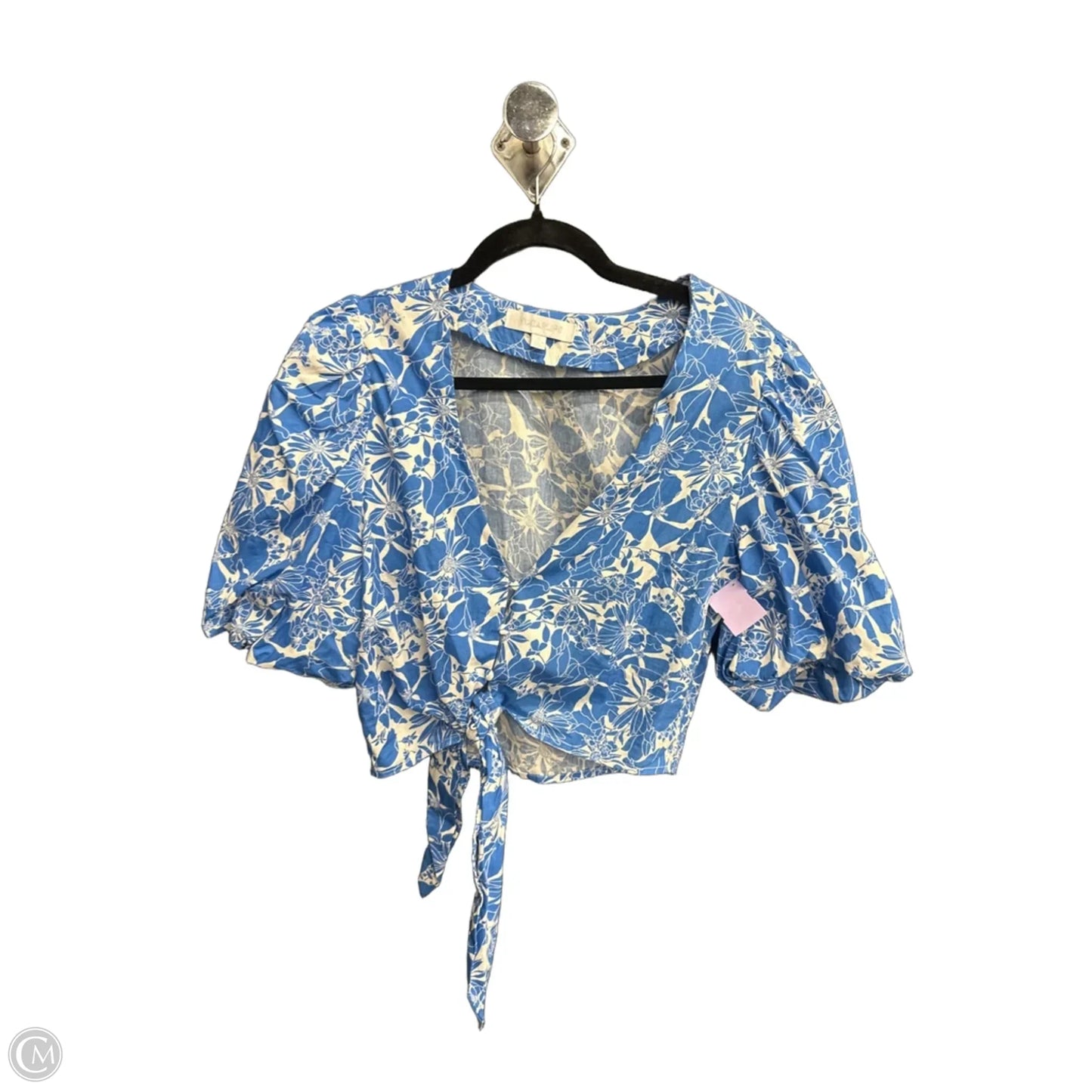Top Short Sleeve By Sugar Lips In Blue & White, Size: M