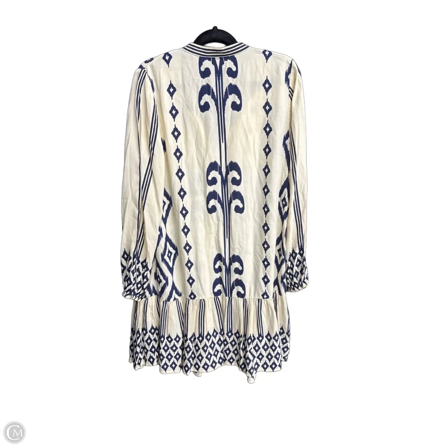 Dress Casual Short By Clothes Mentor In Blue & Cream, Size: M