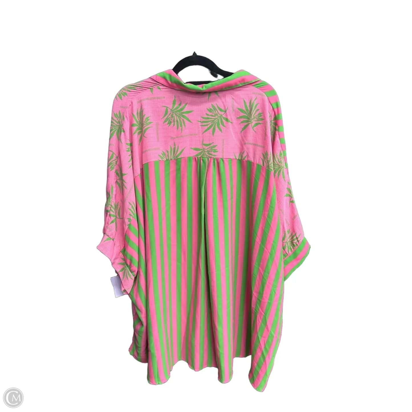 Top Short Sleeve By Adrienne In Green & Pink, Size: L