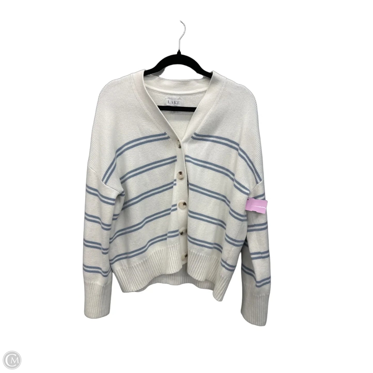 Sweater Cardigan By Clothes Mentor In Blue & White, Size: M