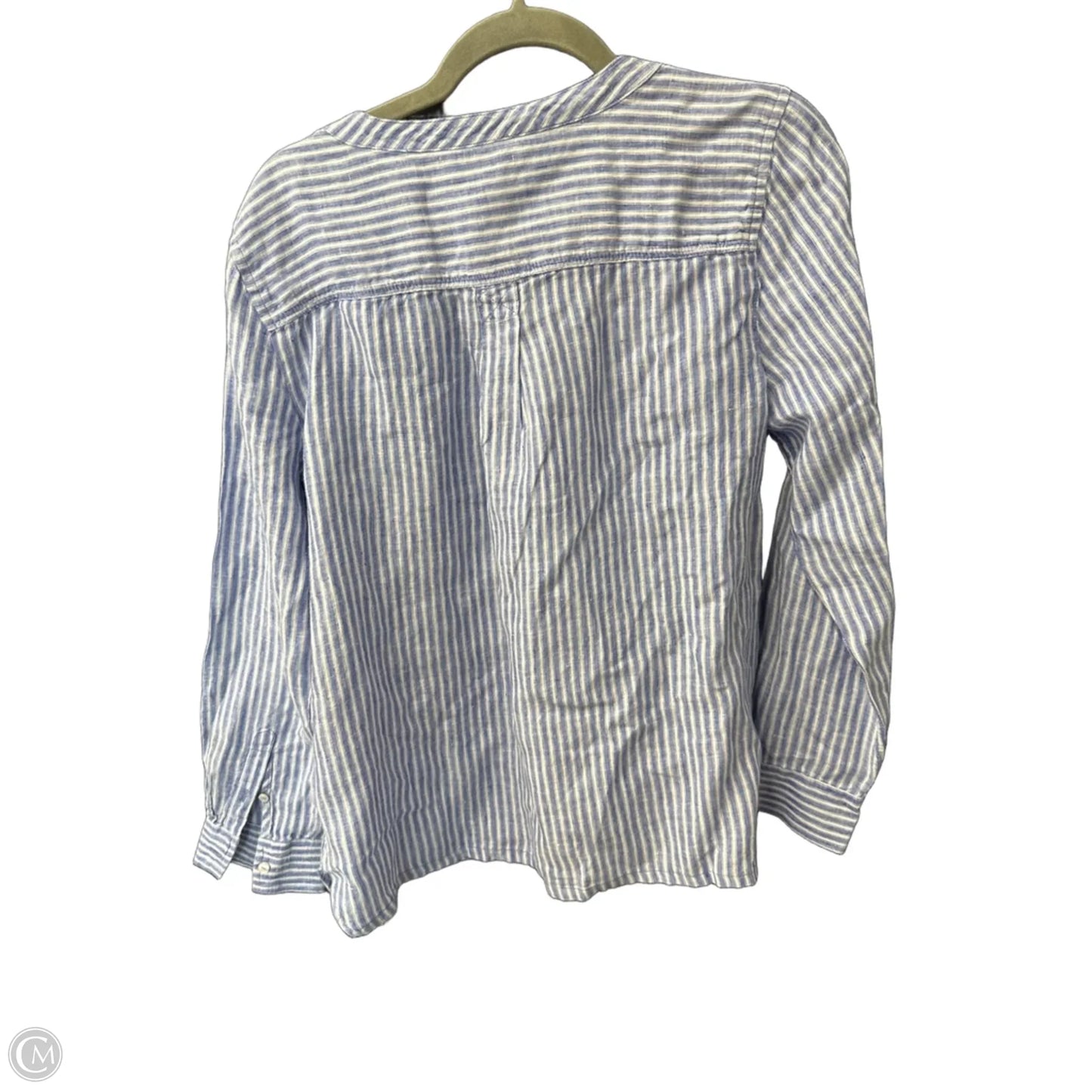 Top Long Sleeve By Talbots In Blue & White, Size: M