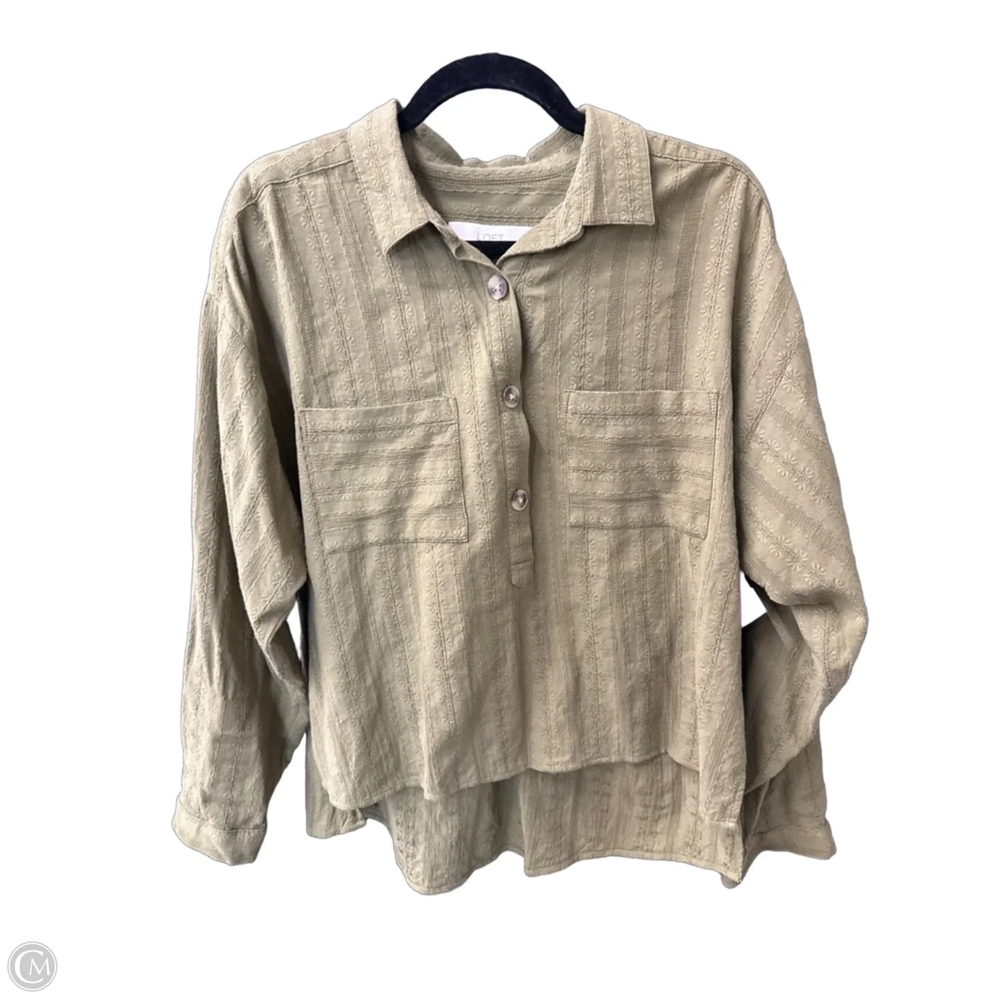 Top Long Sleeve By Calvin Klein In Green, Size: M