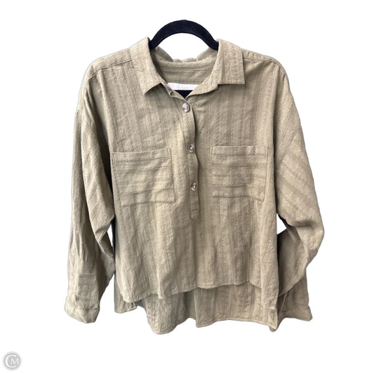 Top Long Sleeve By Calvin Klein In Green, Size: M
