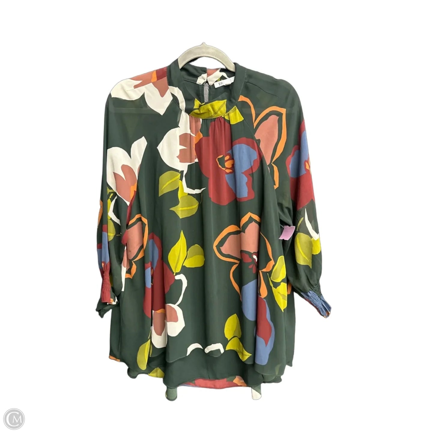 Top 3/4 Sleeve By Dr2 In Floral Print, Size: L
