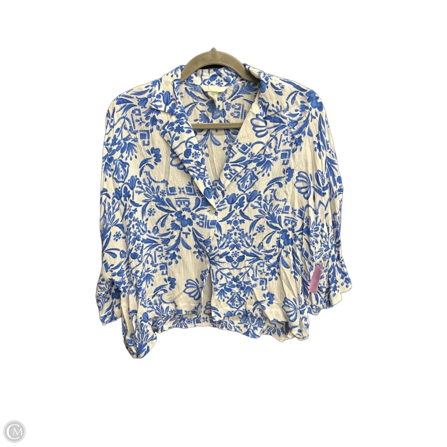Top Long Sleeve By H&m In Blue & White, Size: Xs