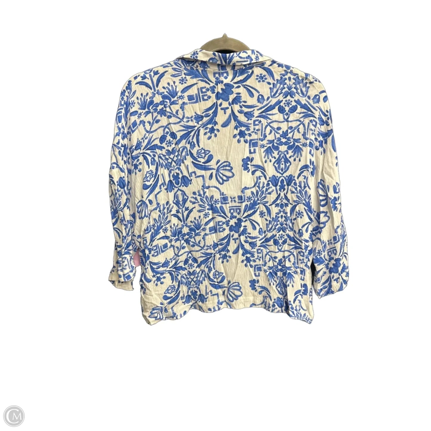 Top Long Sleeve By H&m In Blue & White, Size: Xs