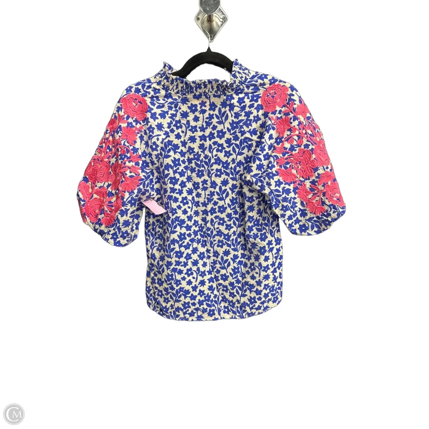 Top Short Sleeve By Thml In Blue & White, Size: Xs