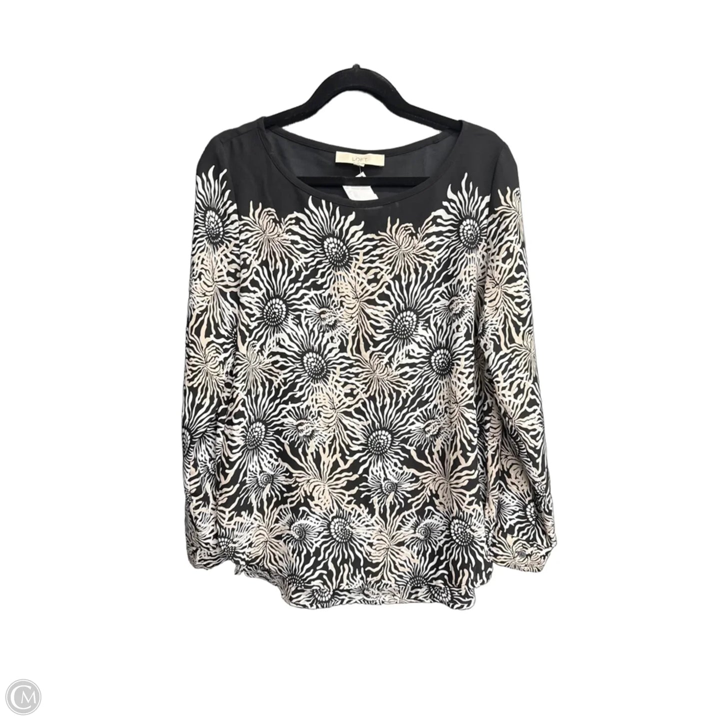 Top Long Sleeve By Loft In Black & White, Size: M