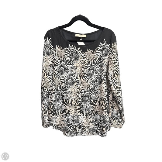 Top Long Sleeve By Loft In Black & White, Size: M