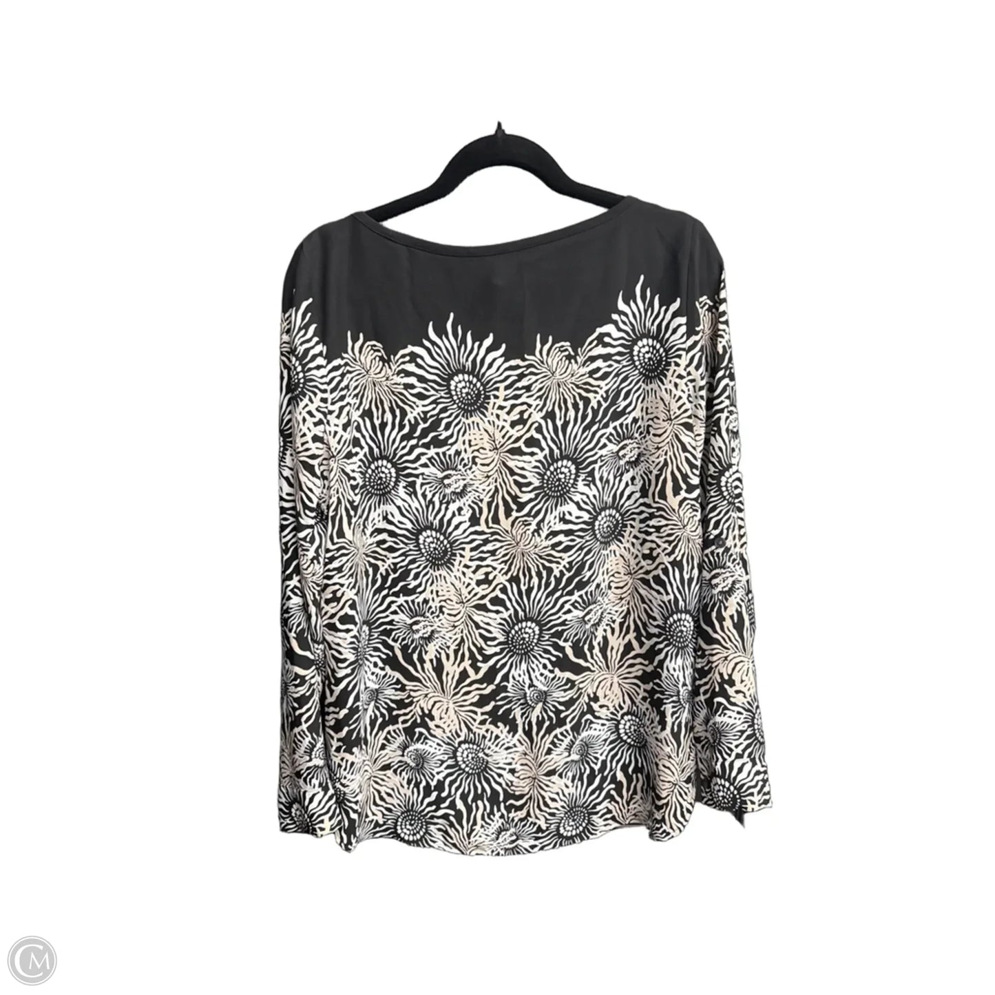 Top Long Sleeve By Loft In Black & White, Size: M