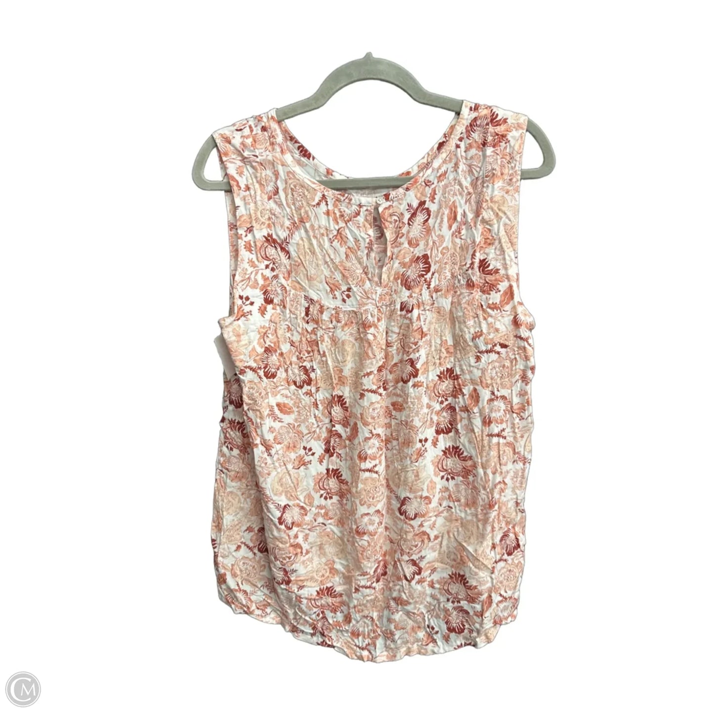 Top Sleeveless By Loft In Orange & White, Size: L
