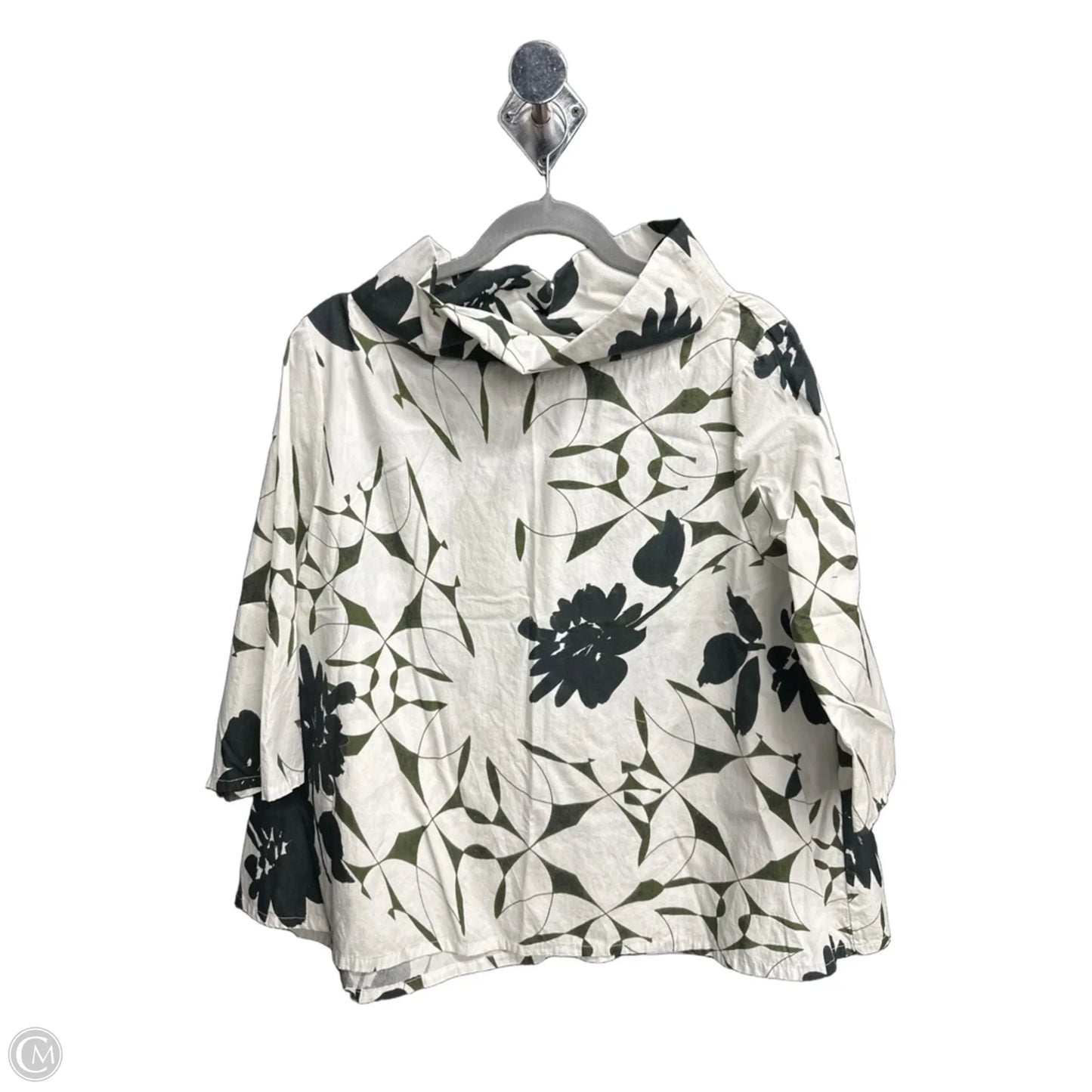 Top 3/4 Sleeve By Bryn Walker In Green & White, Size: M