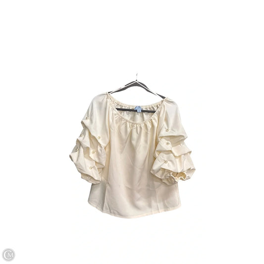Blouse Short Sleeve By Cece In Cream, Size: M