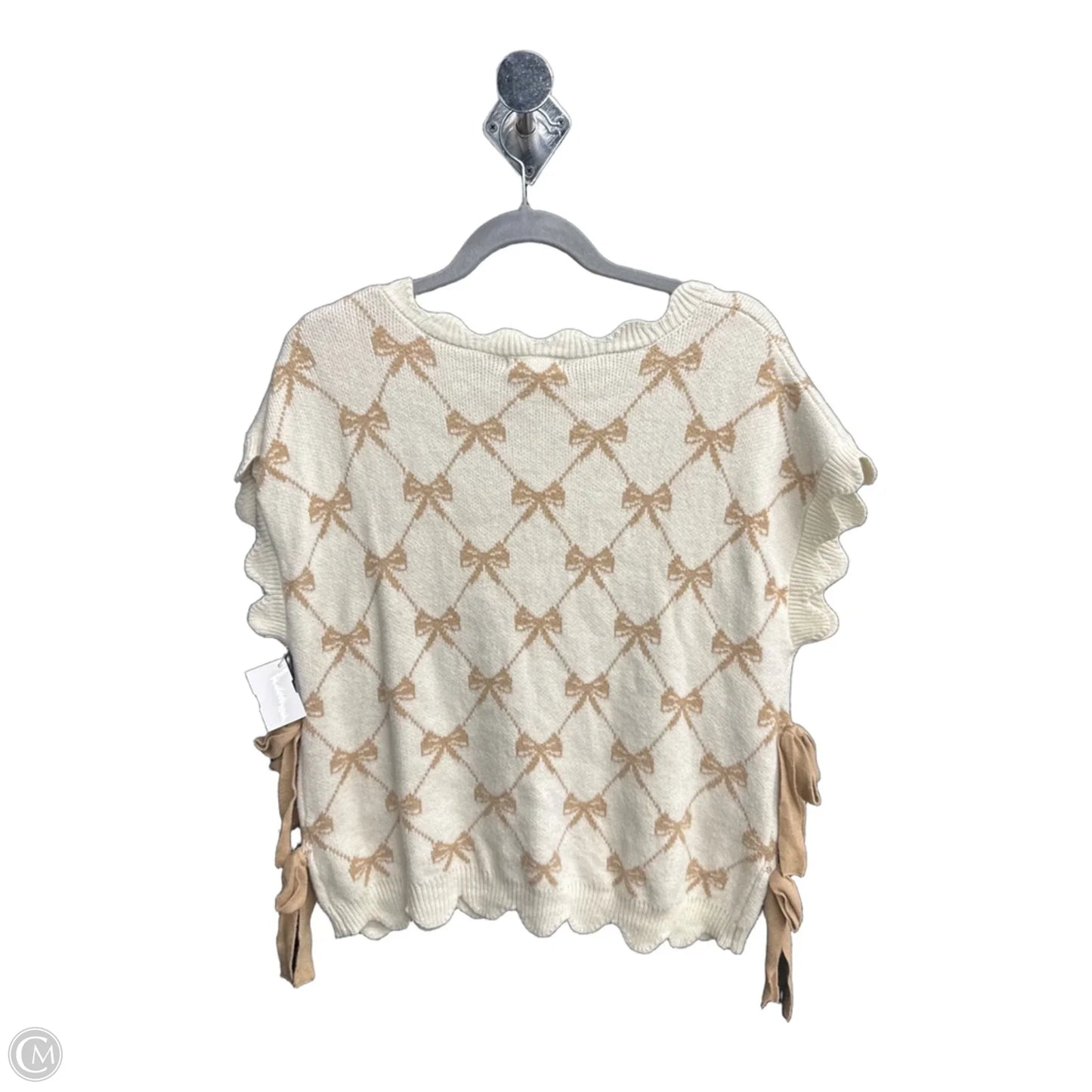 Sweater Short Sleeve By Blu Pepper In Tan, Size: L
