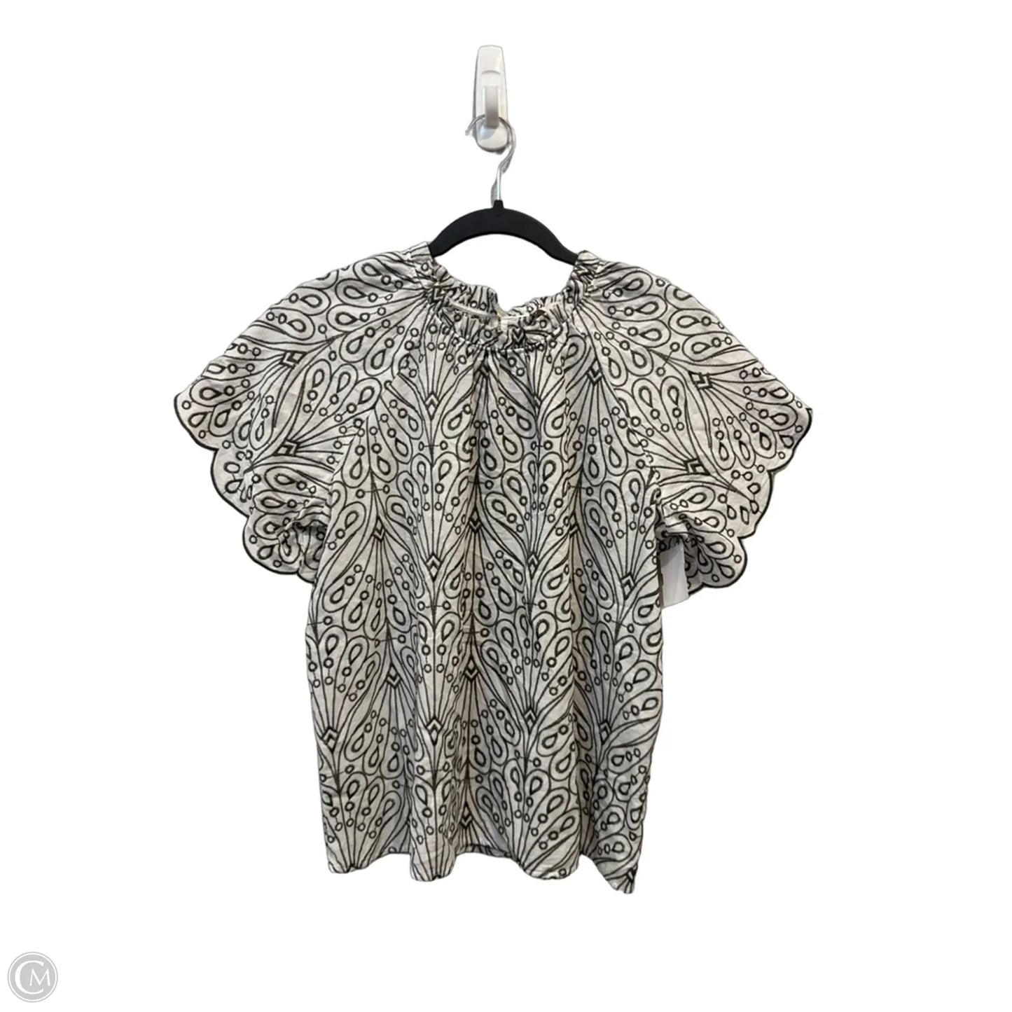 Blouse Short Sleeve By Loft In Green & White, Size: S