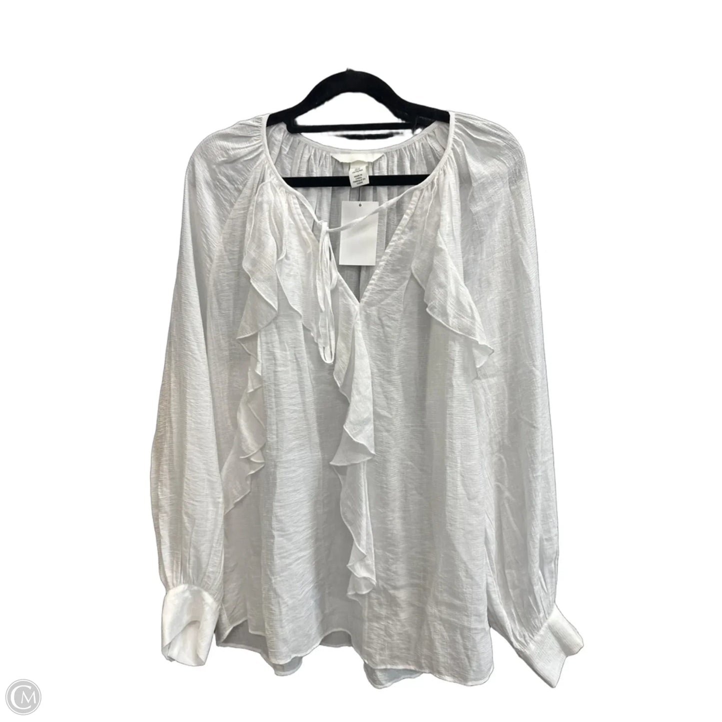 Top Long Sleeve By H&m In White, Size: M
