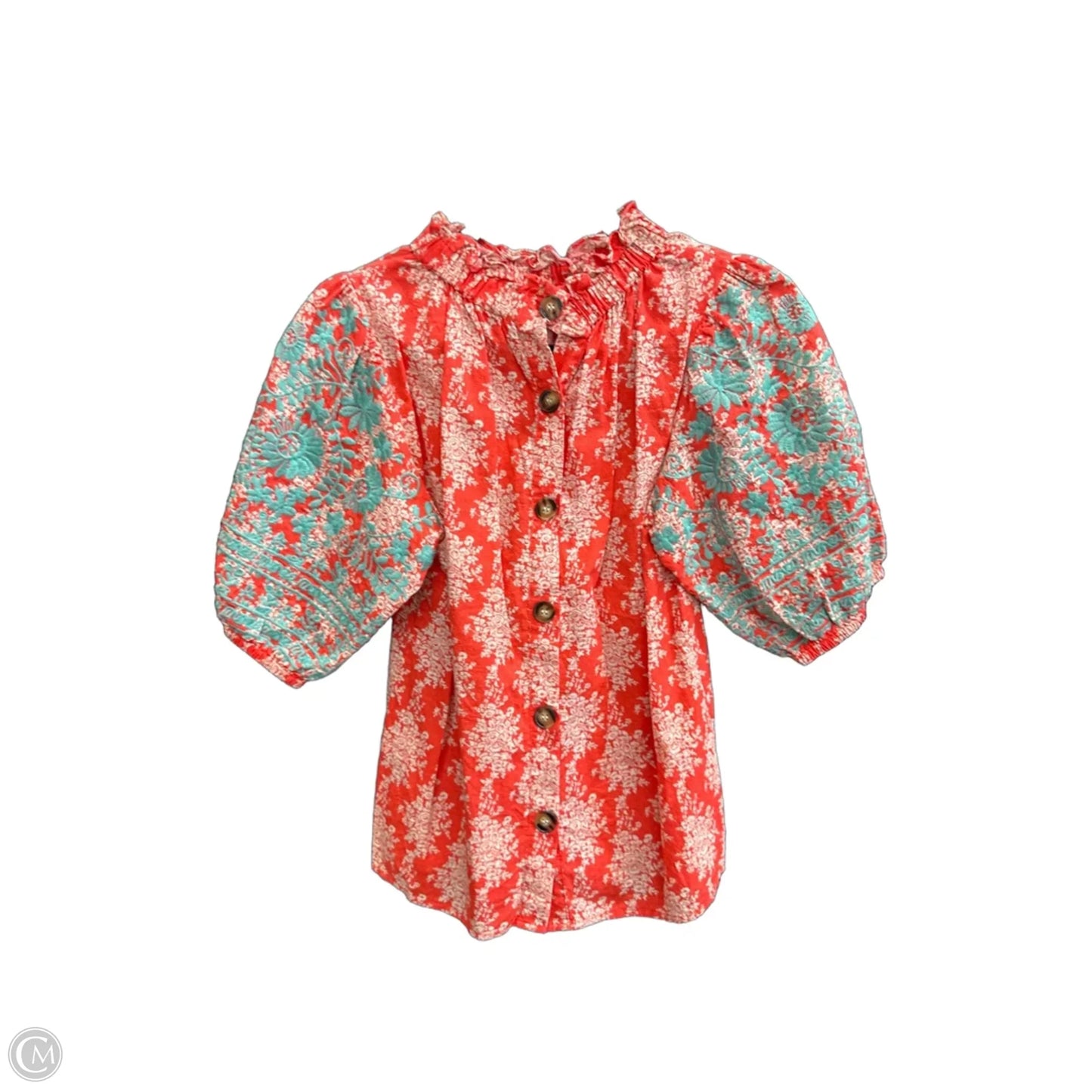 Top Short Sleeve By Thml In Blue & Orange, Size: S