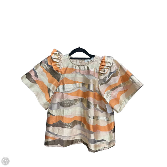 Blouse Short Sleeve By Marie Oliver In Cream & Orange, Size: S