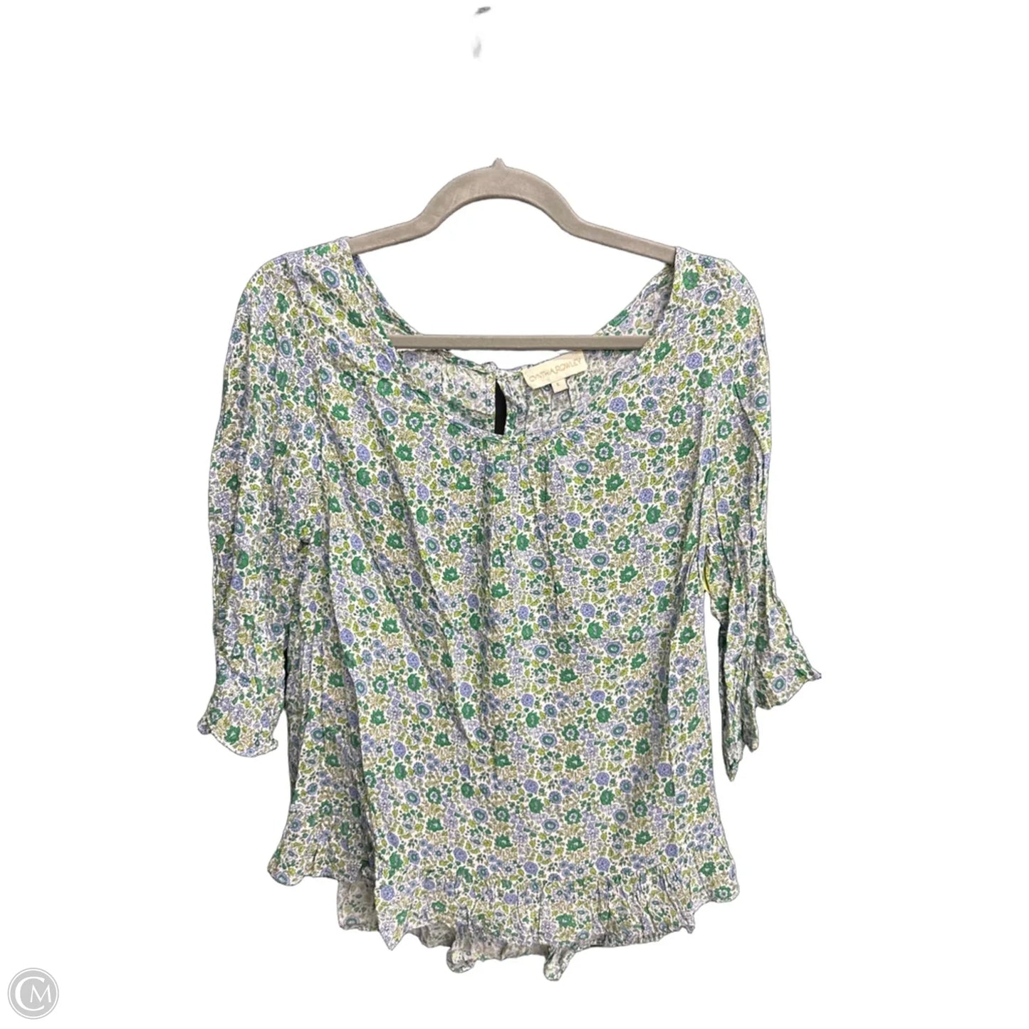 Top 3/4 Sleeve By Cynthia Rowley In Floral Print, Size: L