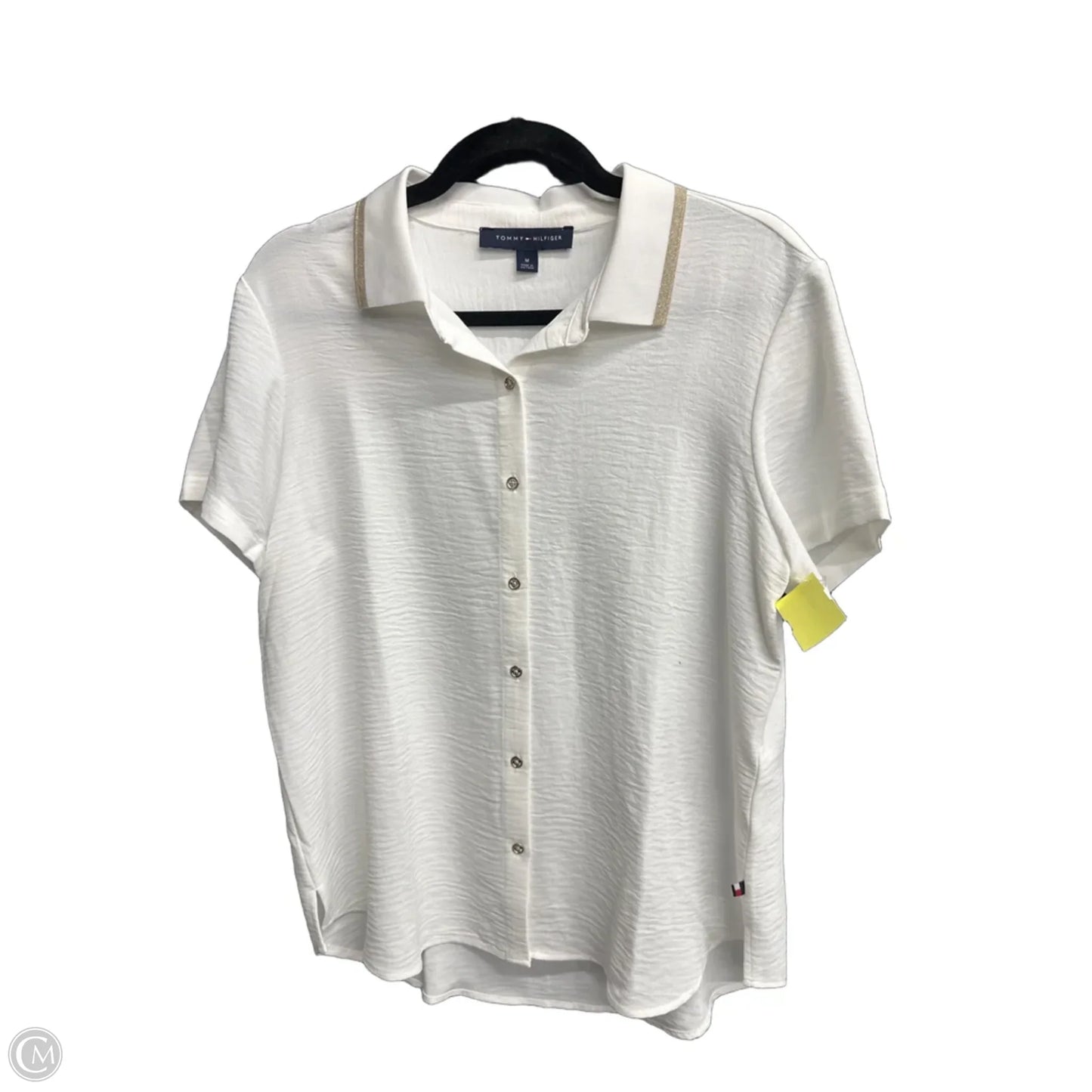 Blouse Short Sleeve By Tommy Hilfiger In White, Size: M
