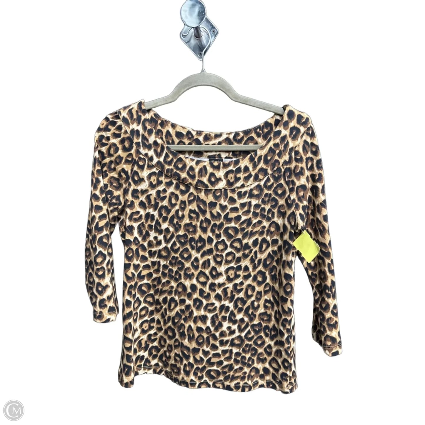 Top 3/4 Sleeve By Rafaella In Leopard Print, Size: S