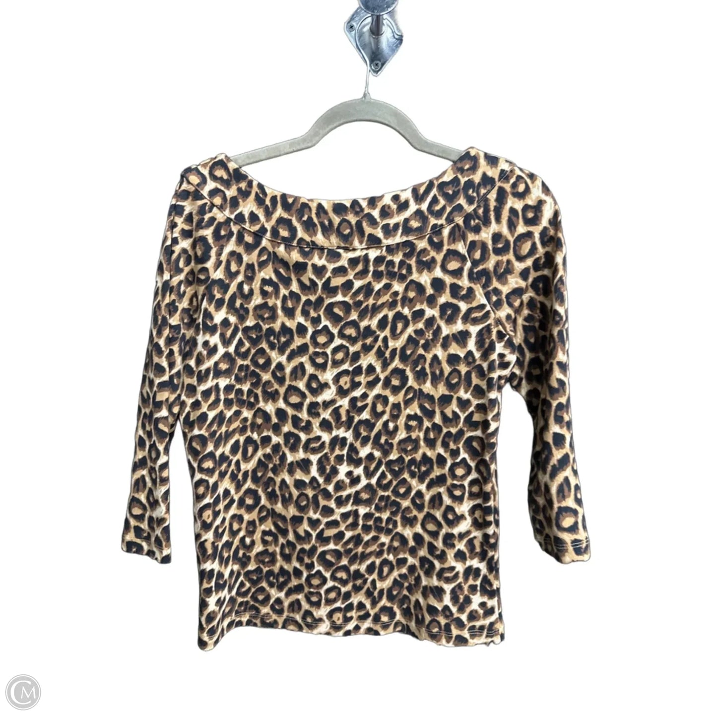 Top 3/4 Sleeve By Rafaella In Leopard Print, Size: S