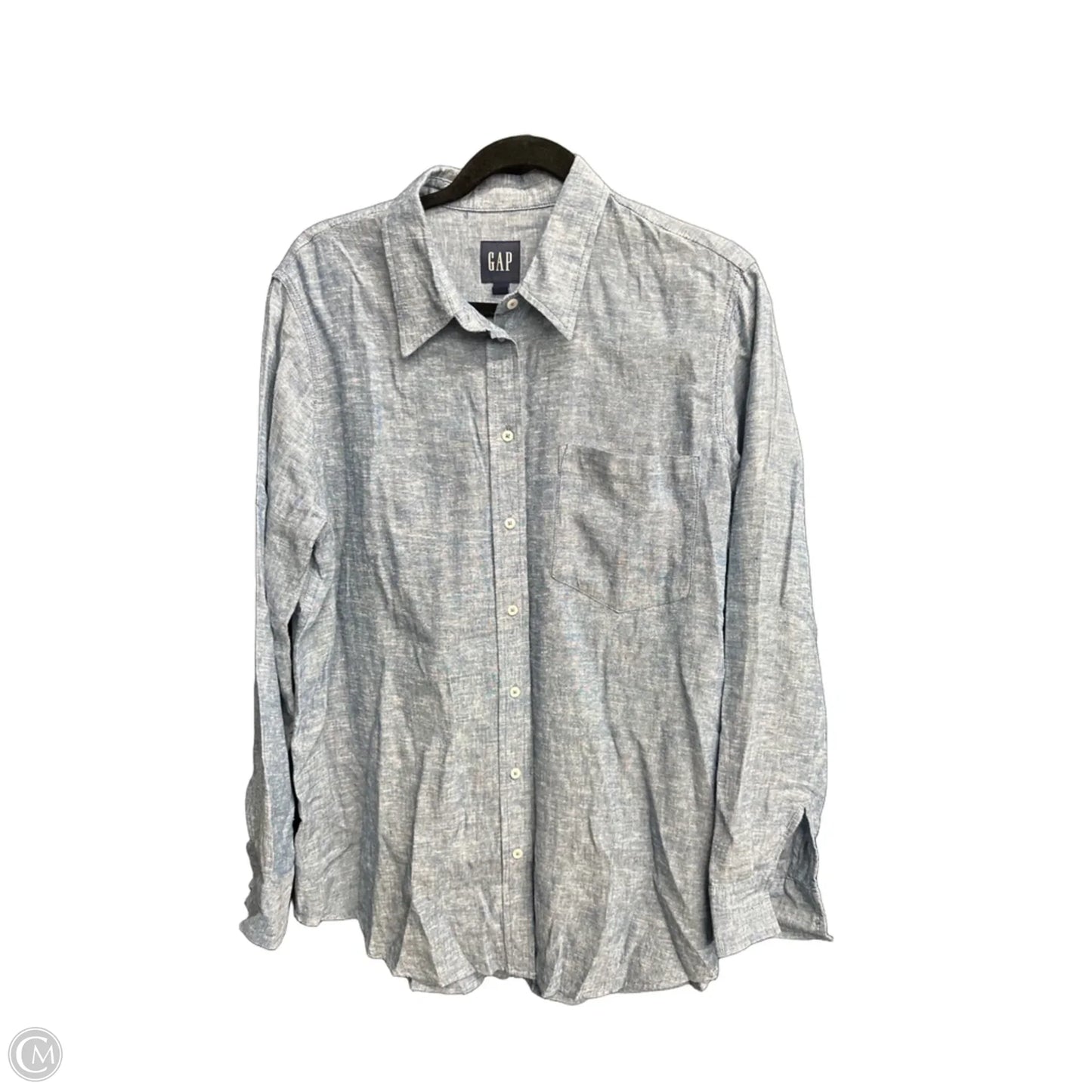 Top Long Sleeve By Gap In Blue Denim, Size: M