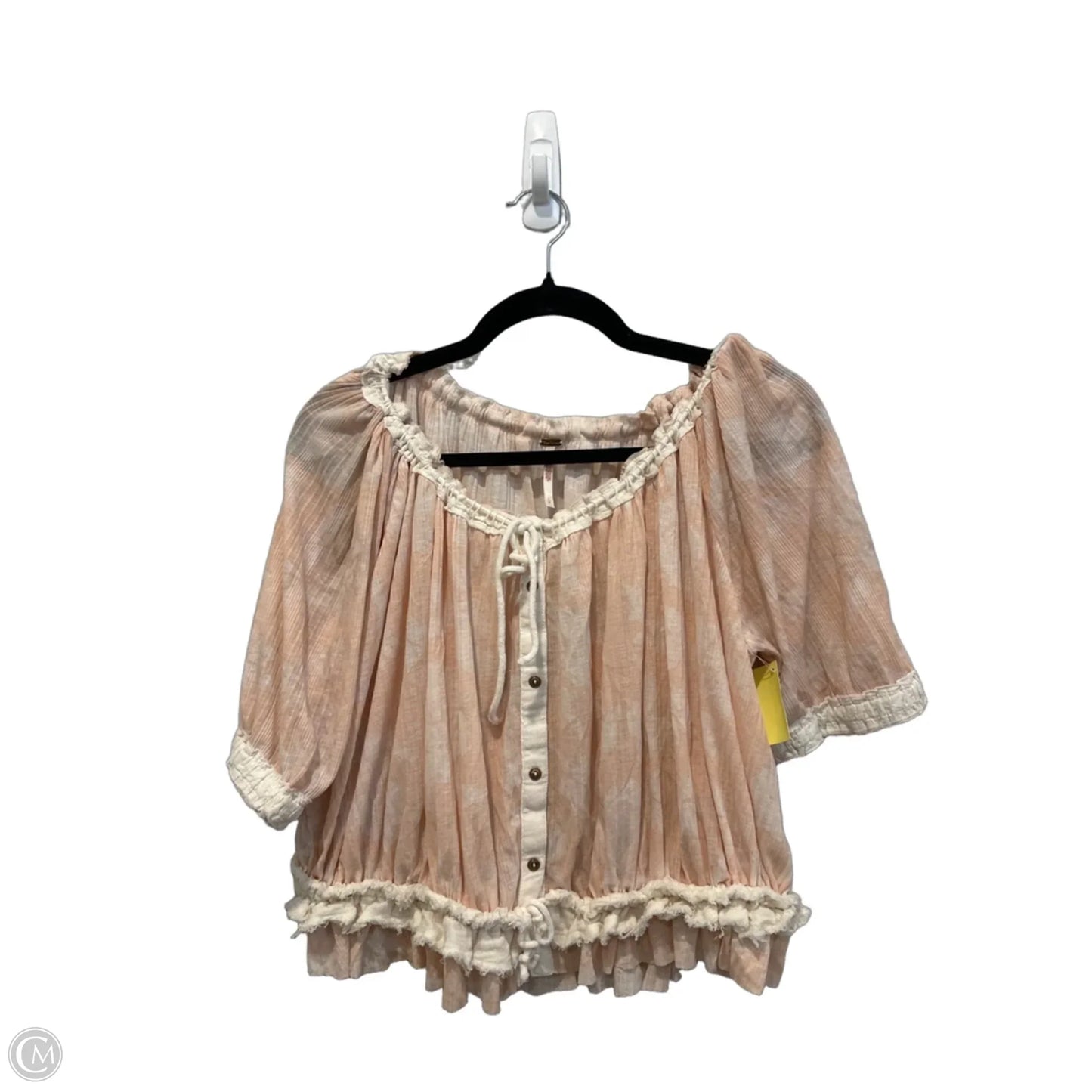 Top Short Sleeve By Free People In Cream & Orange, Size: L