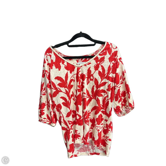 Top Short Sleeve By Chicos In Cream & Red, Size: M
