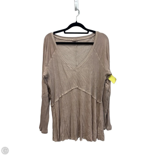 Top Long Sleeve By Pol In Brown, Size: L