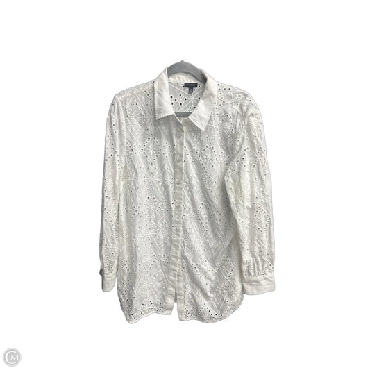 Top Long Sleeve By Talbots In White, Size: Xl