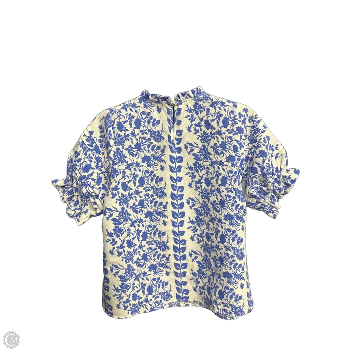 Top Short Sleeve By Thml In Blue & White, Size: S